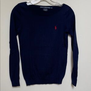 Ralph Lauren Navy Sweater with Red Pony Logo